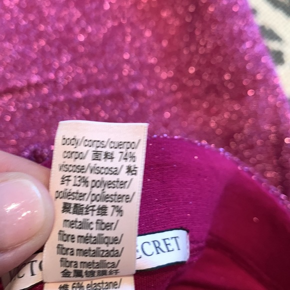VICTORIAS SECRET SHINE FLARE PANTS IN FUSHIA METALLIC KNIT HIGH RISE SIZE SMALL - Picture 10 of 12